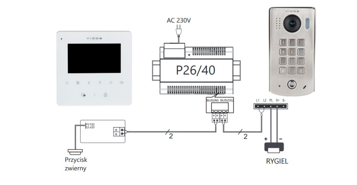 Zestaw jednorodzinny wideodomofonu cyfrowego Vidos Stacja bramowa S1311D monitor M1022W2